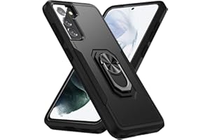 Generic Phone Case for Samsung Galaxy S21 FE 5g with Ring Holder Magnetic 360°Rotated Kickstand Black, Military Heavy Duty Co
