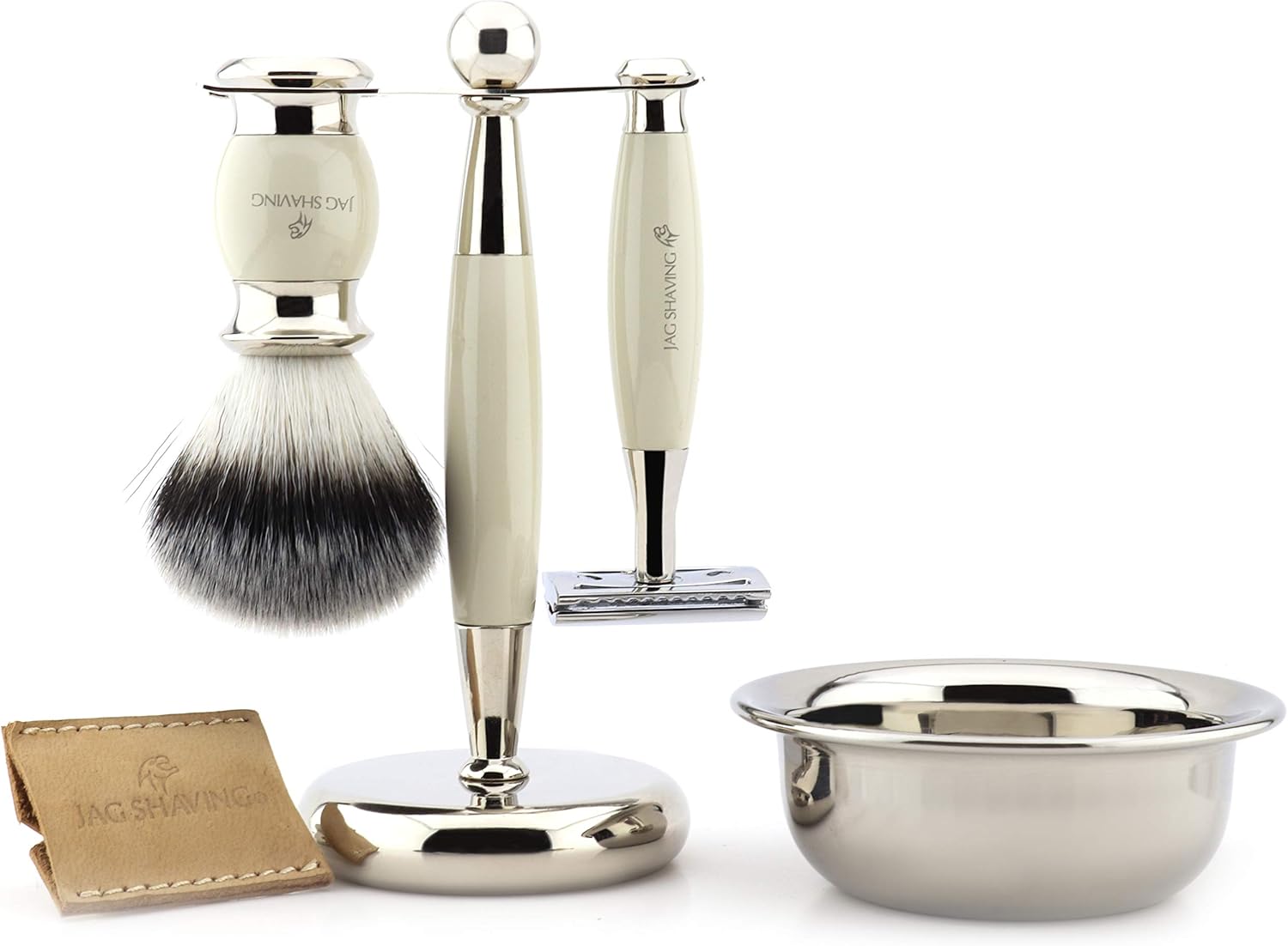 Jag Shaving Ivory Mens Shaving Kit with Double Edge Safety Razor