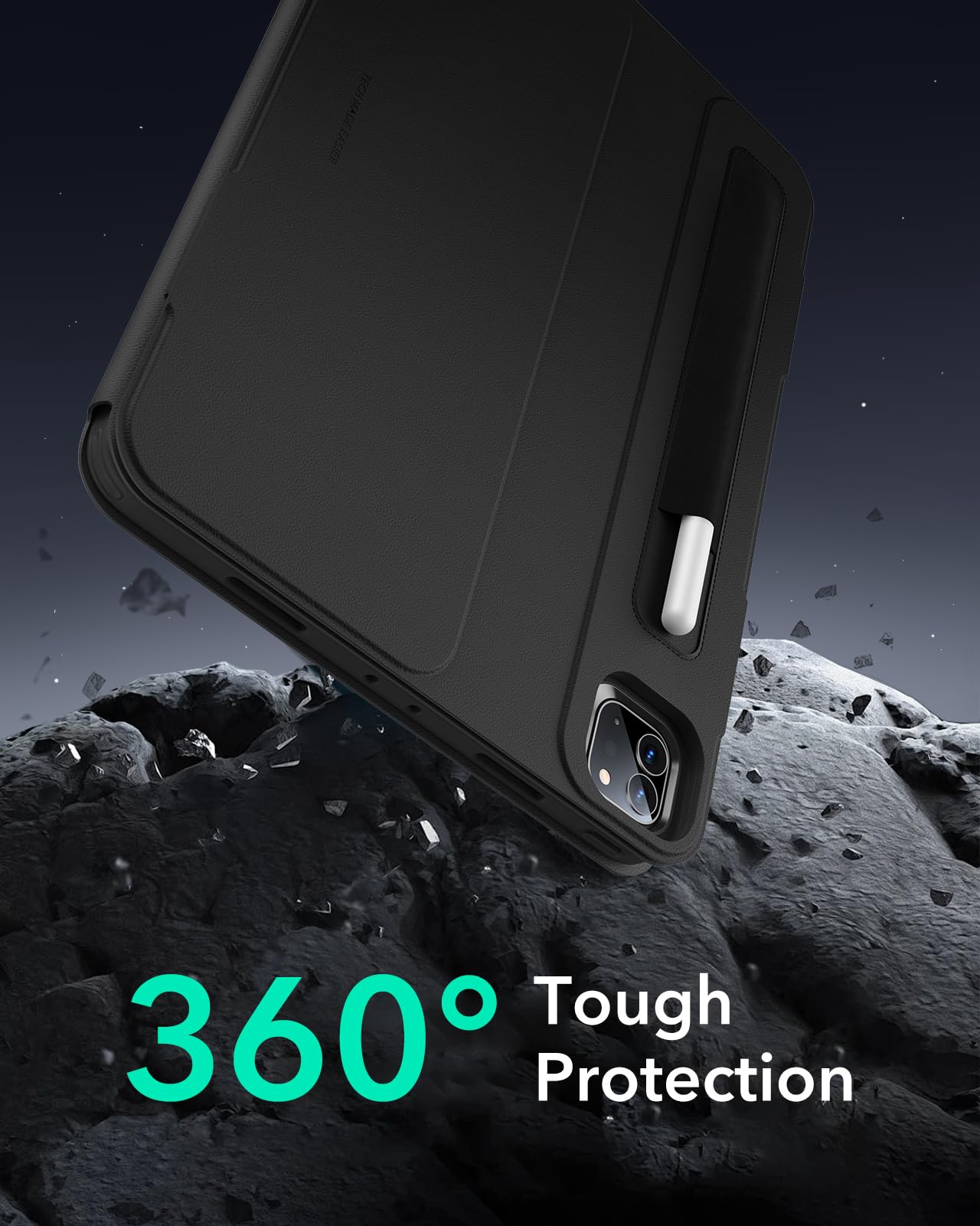 ESR for iPad Pro 12.9 Case (6th/5th Generation, 2022/2021), Removable Magnetic Cover, Adjustable Portrait/Landscape Stand with Raised Display View, 9 Standing Angles, Shift Series, Black