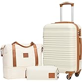 Coolife Luggage Set 3 Piece Luggage Set Carry On Suitcase Hardside Luggage with TSA Lock Spinner Wheels(White, 3 piece set (DB/TB/20))