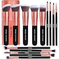 BS-MALL Makeup Brushes Premium Synthetic Foundation Powder Concealers Eye Shadows Makeup 14 Pcs Brush Set, Rose Golden…