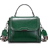 Solareer Waxed Leather Crossbody for Women, Top-Handbags Removable 2 Shoulder Straps