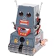 VOSAREA Wind Up Vintage Robot Retro Clockwork Spring Staute, Clockwork Tin Collectibles Figurine Tabletop for Photography Props, Party, Birthday, Festival, Surprise, Memories(3.93X2.36 Inch)