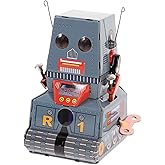 VOSAREA Wind up Robot Toy Vintage Tin Robot Toy with Clockwork Action Iron Retro Figurine for Desk Decor Photography Props Home Display Gift for Adults 3.93 X 2.36 X 2.36 in