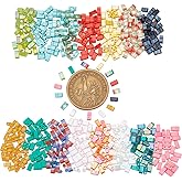 NBEADS About 450 Pcs Half Cut 2-Hole Glass Spacer Seed Beads, 4.5-5x2mm Rectangle Mini Japanese Glass Beads for Bracelet Necklace Earring Jewelry Making - 15 Colors