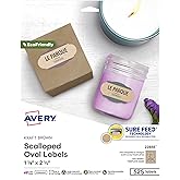 Avery Kraft Brown Scalloped Oval Labels with Sure Feed Technology, 1-1/8" x 2-1/4", Print to The Edge, Laser/Inkjet Printable Labels, 525 Total (22855)
