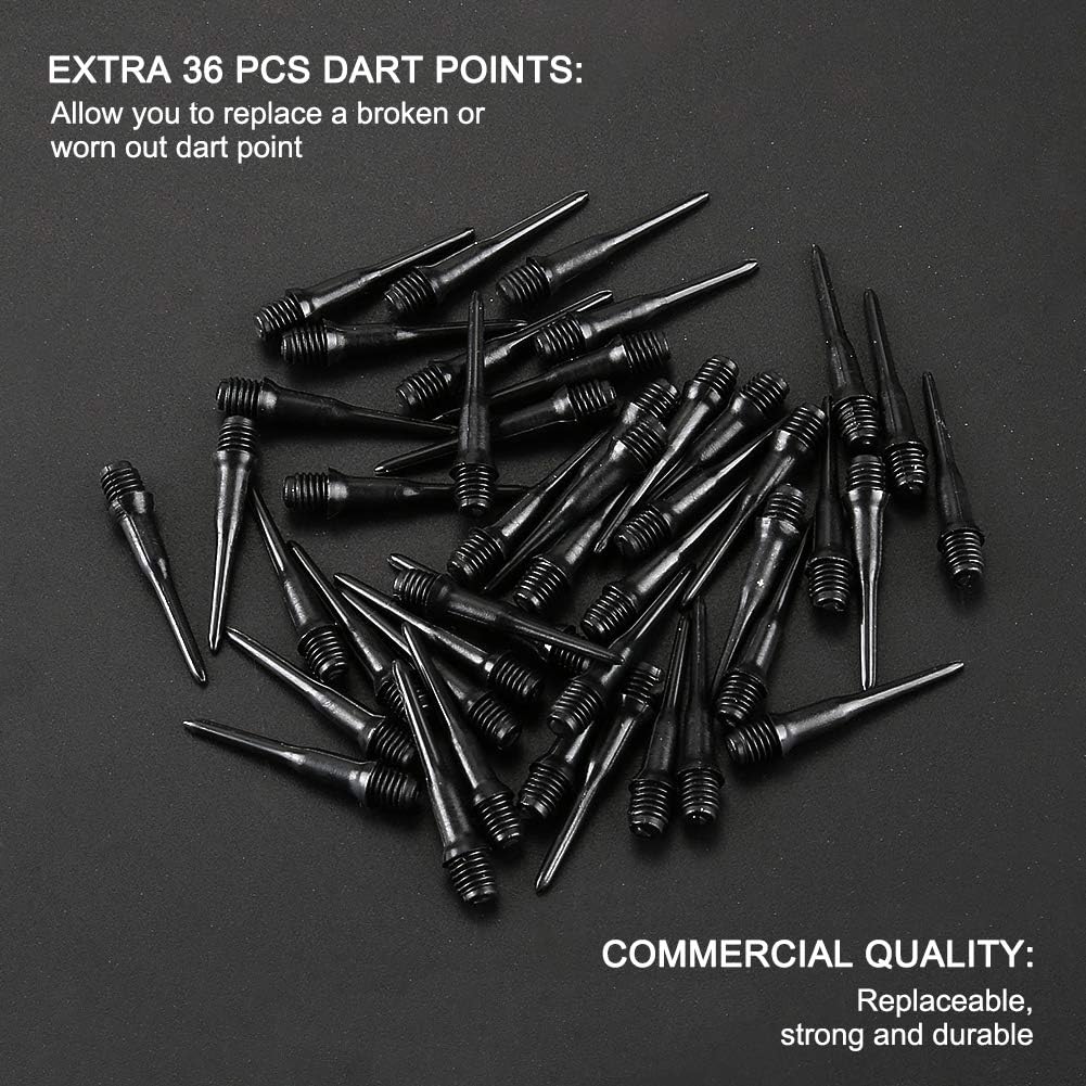 Accmor 12 Pcs Soft Tip Darts, 14g Plastic Tipped Dart, Attach Extra 36 Black 2BA Replacement Tips, Soft Tip Darts for Electronic/Plastic Dartboard. : Sports & Outdoors