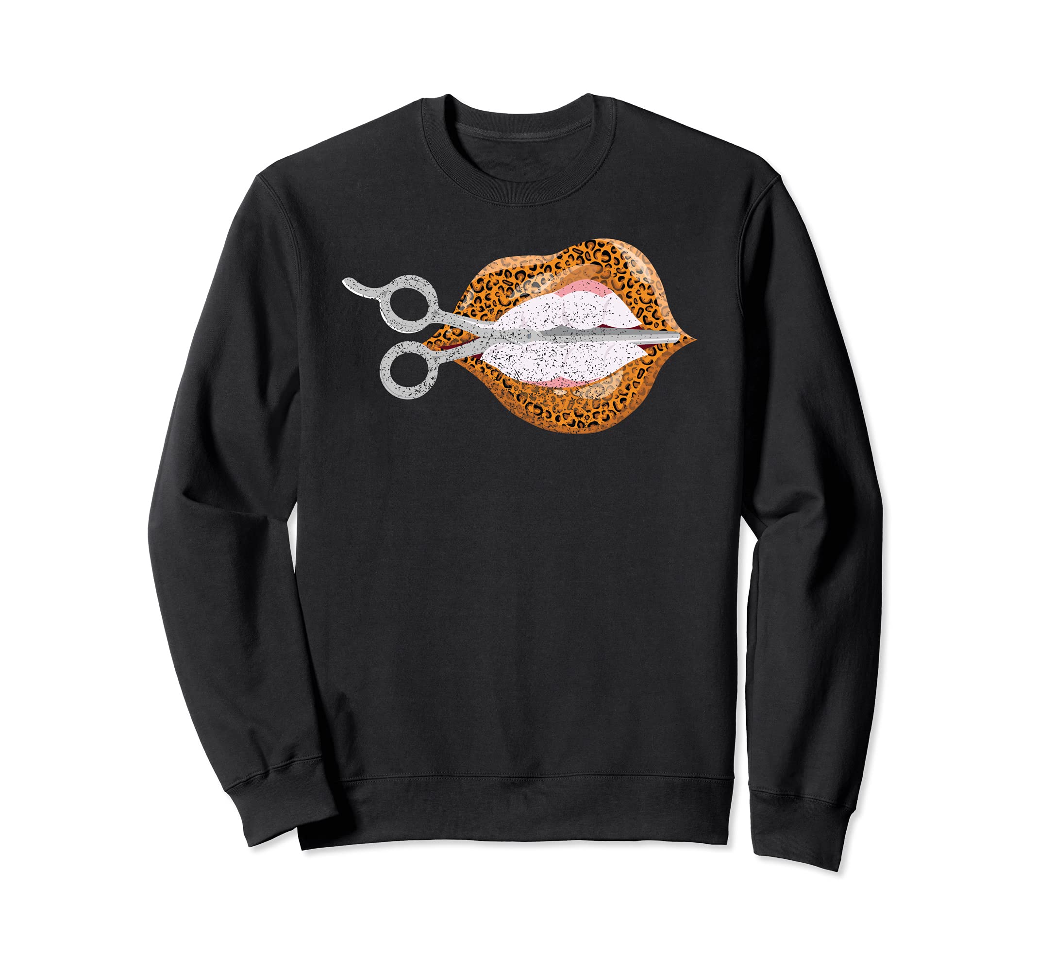 Cool Hair Hustler Hairstyle Leopard Lips With Scissor Lovers Sweatshirt