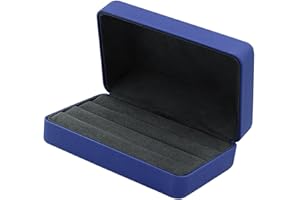 IKEEYUIS Elegant Ring Storage Box For Wide Rings Small Portable PU Leather Case With 3 Rows Holder For Traveling Jewelry Ring