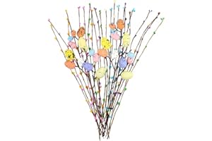 26Pcs Easter Flower Stems: Artificial Easter Spray Vine with Pastel Eggs & Berries for Spring Decor, Wreath Making, Centerpie