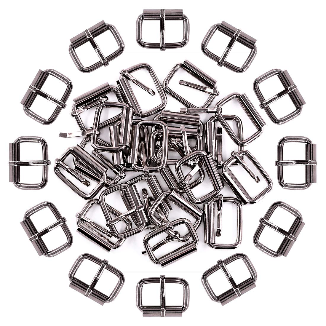 Swpeet 60Pcs 1 Inch / 25mm Gun-Black Multi-Purpose Metal Roller Buckles Metal Rings for Belts Hardware Bags Ring Hand DIY Accessories Keychains Belts and Dog Leash