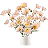 INSUNSIX Faux Poppy Flowers,8PCS Artificial Poppy Flowers Silk Poppies for Wedding Bouquet Party Table Centerpiece Arrangement Home Decor(Peach Coral)