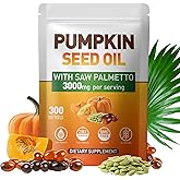 Pumpkin Seed Oil Capsules - Saw Palmetto Pumpkin Seed Oil 300 Softgels Prostate Health, Immune and Urinary Tract Support Promotes Hair Growth - Pure Non GMO