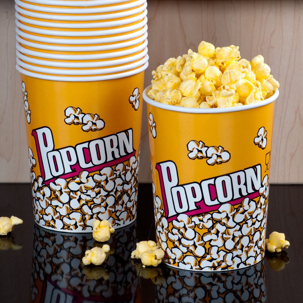 Set of Two Large Popcorn Cinema Style Paper Cups
