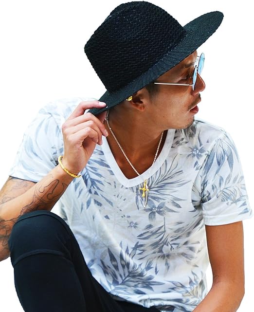 Amazon ディバイナー Diviner つばひろハット メンズ つば広ハット 帽子 中折れ カジュアル ストローハット Free ブラック ハット 通販