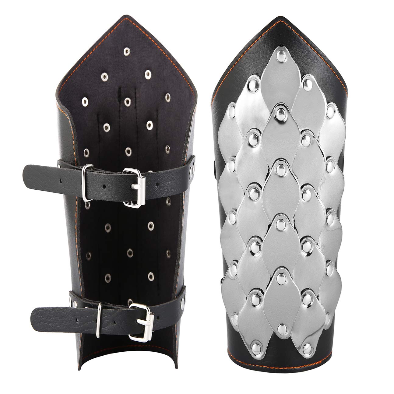 Photo 1 of HZMAN 2 PACK Unisex Black Faux Leather Dragon Scale Gauntlet Wristband Wide Bracer Arm Armor Cuff