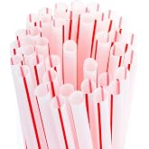 Retro, Extra Sturdy Sanitary Plastic Straws 600pk. BPA-Free, Individually Wrapped Red and White Striped Jumbo Disposable 7.75 Inch Drinking Straw. Best for Milkshakes, Smoothies, and Thick Drinks.