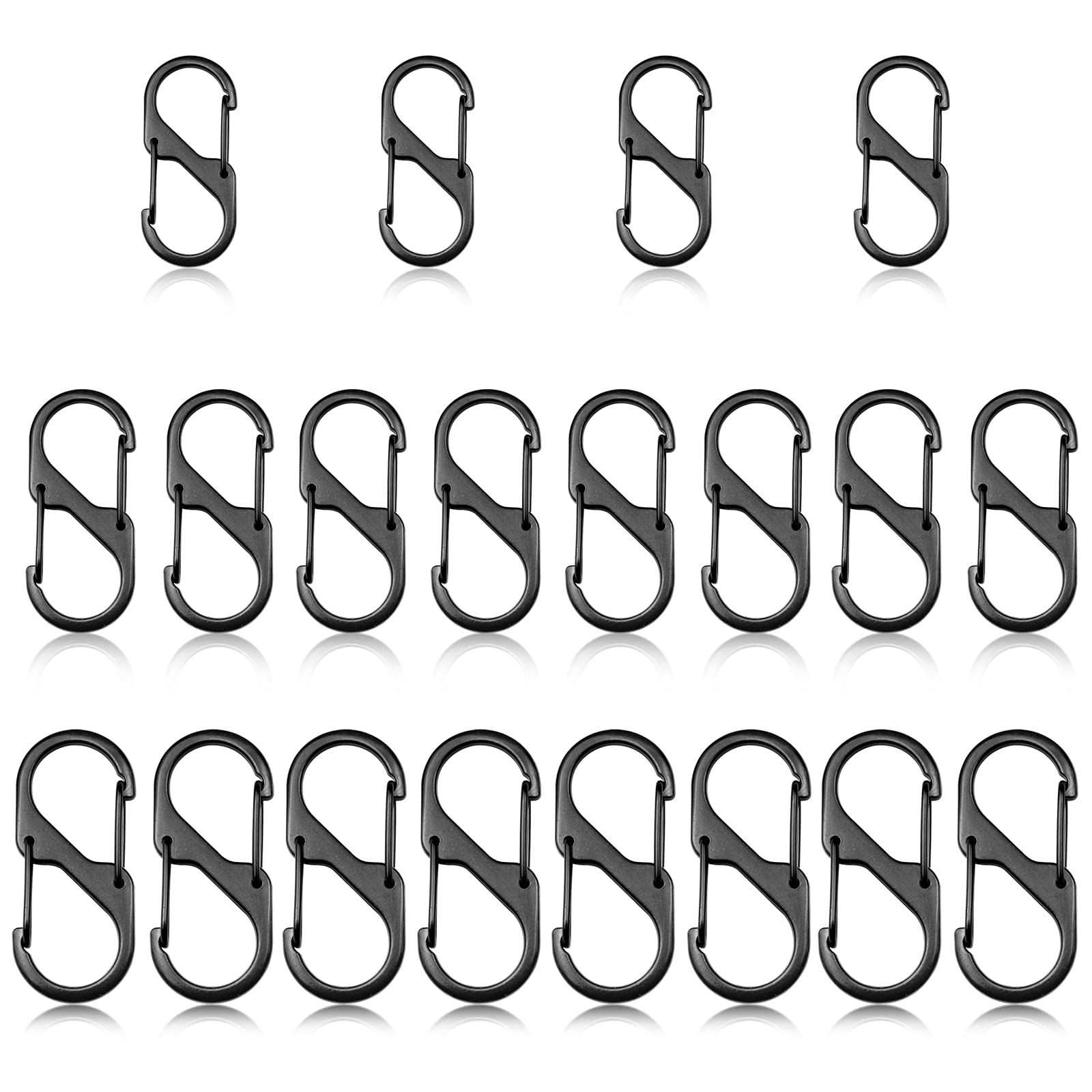 suaywo 20 Pieces S Carabiner Clip S Shape Metal Buckle 2 Opening Snap Hook Small Carabiner Keyring Clip for Outdoor Activity Camping Fishing Hiking Traveling