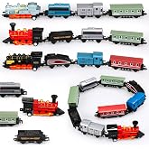 Hanaive 3 Sets Train Toys Mini Simulation Steam Toys Small Retro Steam Train Model Pull Back Set Diecast Locomotive Model Set for Boys and Girls Gifts Birthday Party Favor School Reward Gifts