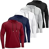 HovSiyla 5 Pack Men's Fishing Shirts Long Sleeve UPF Sun Protection Hoodie Lightweight Hiking Running Swimming Athletic Shirt