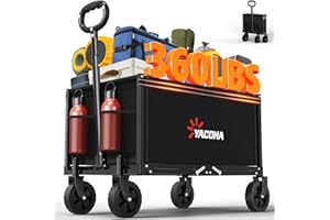 SEMOPRUS YACONA 3 in 1 Wagons Carts Foldable, 360LBS Lightweight Wagon with All Terrain Wheels, Collapsible Wagon Cart for Grocery, Camping, Beach, Garden & Sports