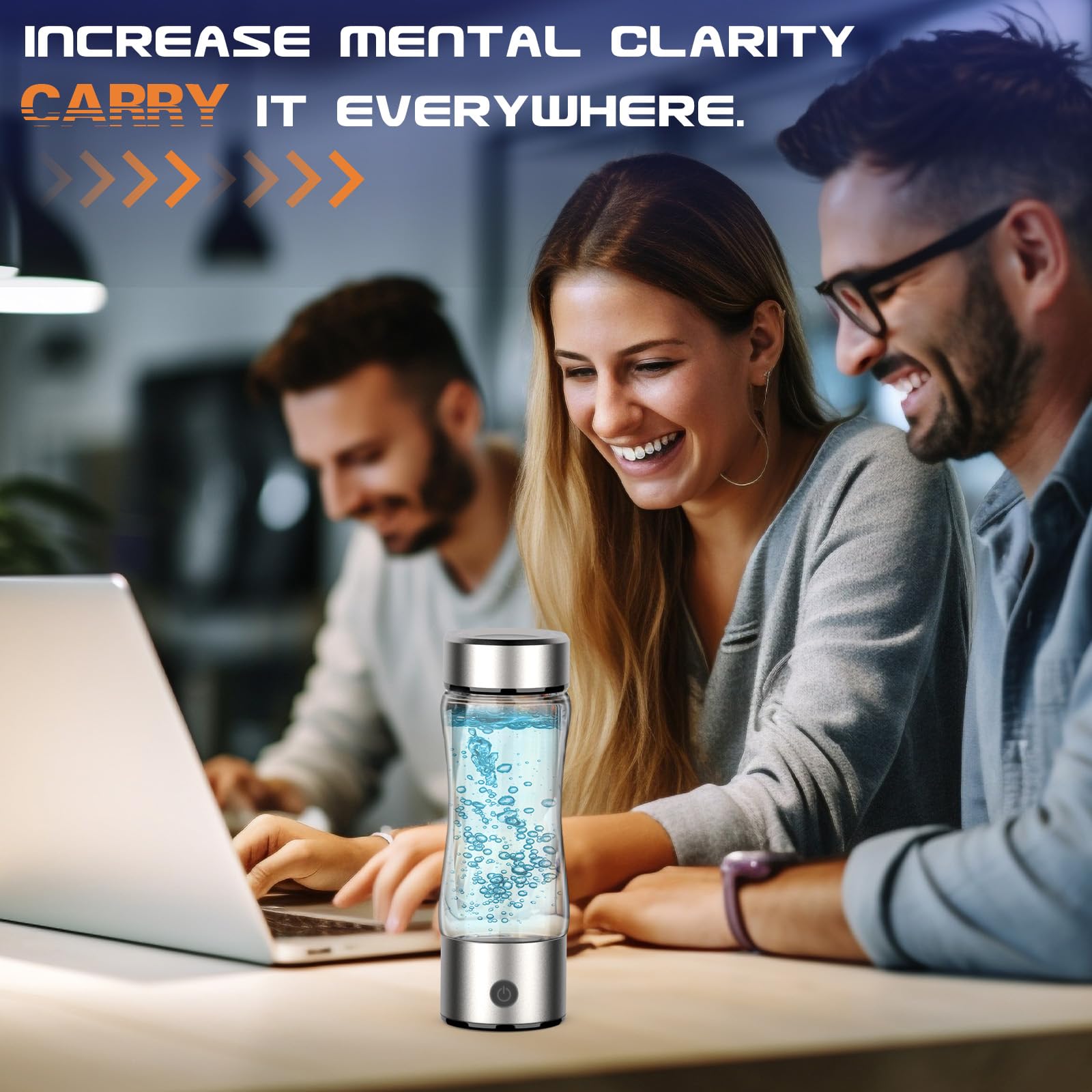 Hydrogen Water Bottle Generator, Portable Rechargeable aquahealth Hydrogen Water, Hydrogen Water Ionizer Machine, with SPE/PEM Technology, for Home Office Travel Fitness Drinking (Clear)