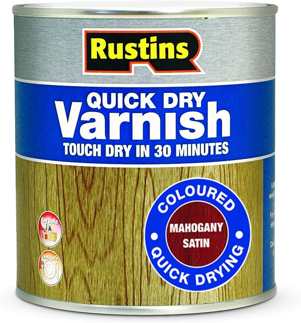Rustins Quick Dry Varnish Mahogany 1l - Interior Woodwork Finish