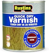 Rustins Quick Dry Varnish Mahogany 1l - Interior Woodwork Finish