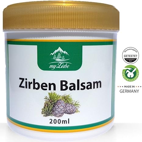 Zirbenbalsam 200ml mit Zirbenöl aus Österreich für Nacken, Muskeln, Gelenke und wohltuend bei Erkältungsbeschwerden hergestel