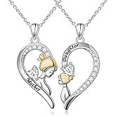 DAOSHANG Mother Daughter Necklaces 925 Sterling Silver Rose/Sunflower/Sun moon Heart Matching Pendant Family Jewelry Mom and Daughter Gift for Mom Mothers Day Birthday Present