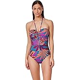 Profile by Gottex Bandeau One Piece - Adjustable Halter Straps, Built-in Soft Cups, Tummy Control, Front & Back Lining