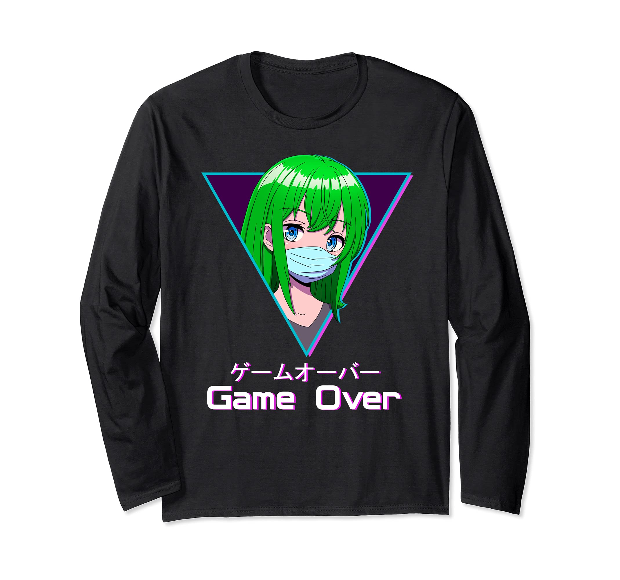 Anime Girl Game Over Japanische Vaporwave Antisocial Long Sleeve T-Shirt