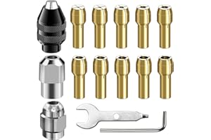 YURINWOO Drill Chuck Collet Set, 28 Pcs Chuck Collet Kit（1/32" - 1/8" ）Replacement 4486 Drill Keyless Bit Chuck Shank Rotary Tool Quick Change Adapter with Replacement 4485 Brass Collet Metal Set