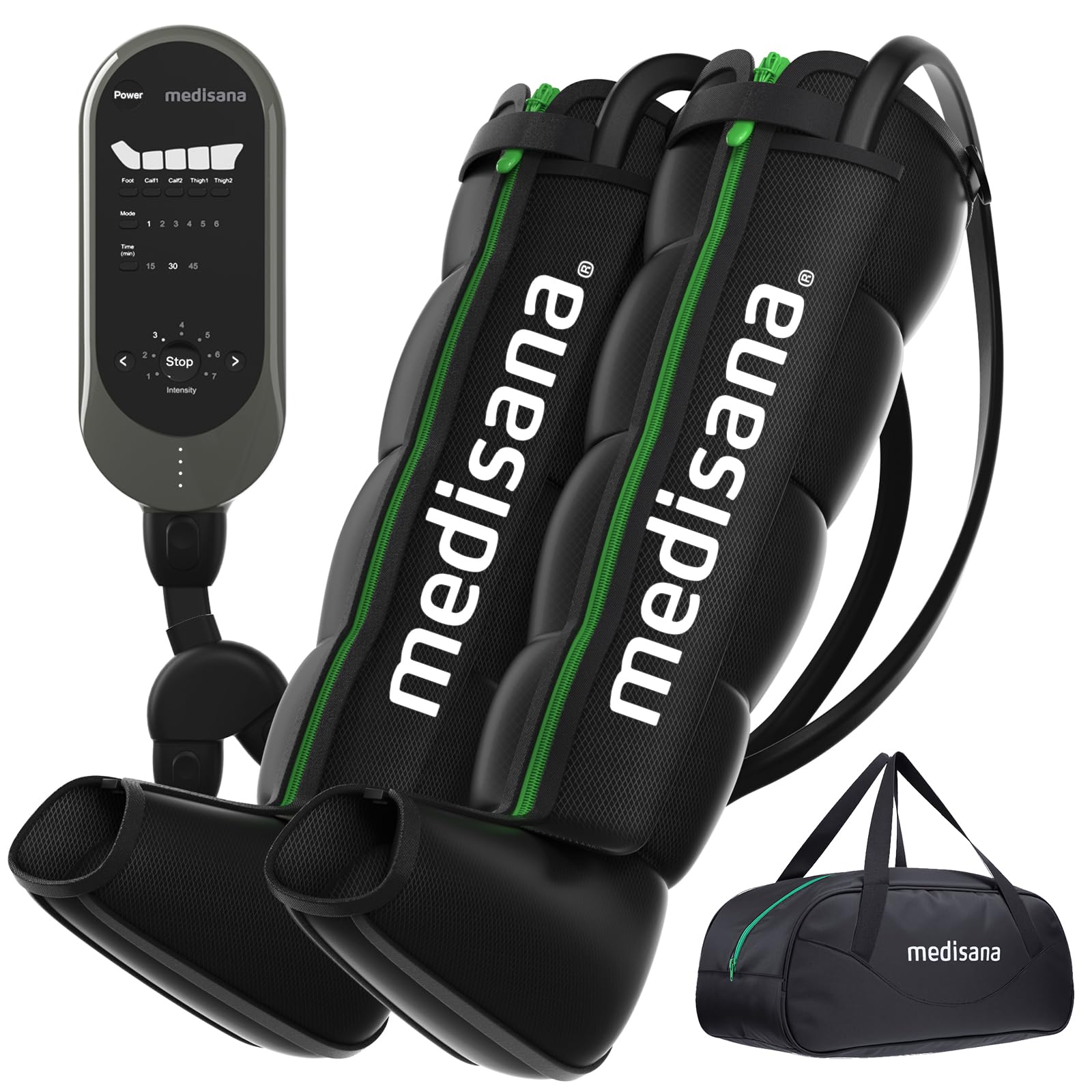 Photo 1 of Medisana Leg Compression Massager for Circulation, Compression Boots with 6 Modes & 7 Intensities, Rechargeable Full Leg Massager for Athletes, Muscle Recovery & Pain Relief, Christmas Gifts