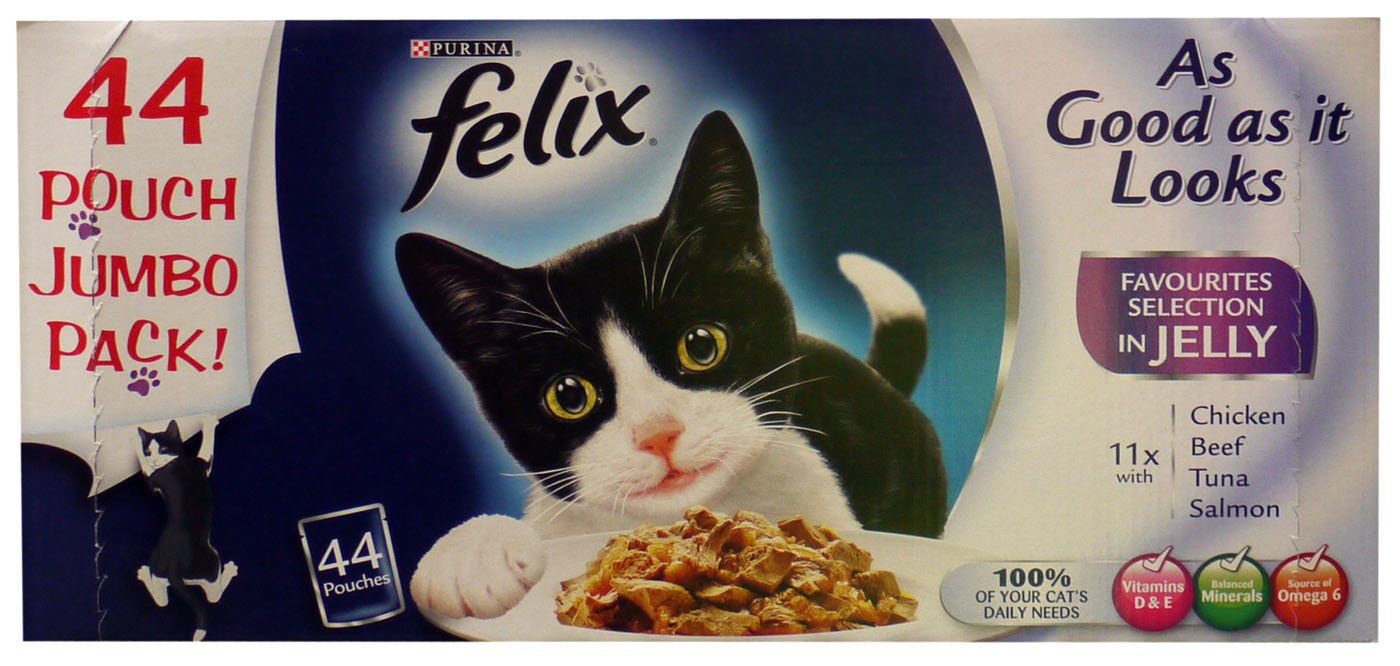 Purina Felix As Good As It Looks Adult Mixed Variety Favourites Selection in Jelly Cat Wet Food - Pack of 44, 4400 grams