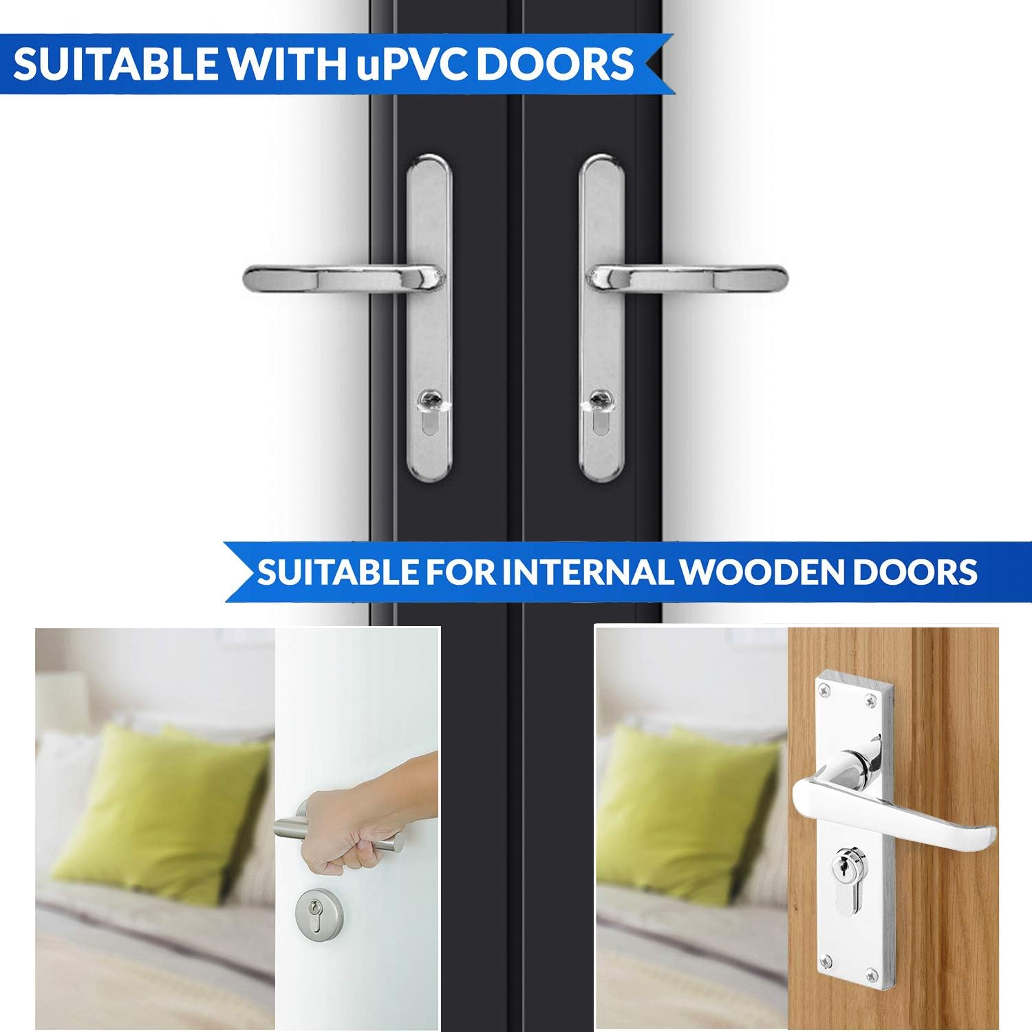 XFORT Chrome 40/60 Euro Cylinder Lock (100mm), UPVC Door Lock, 6 Pin Cylinder Lock with 3 Keys, PVC Door Lock - Image 5