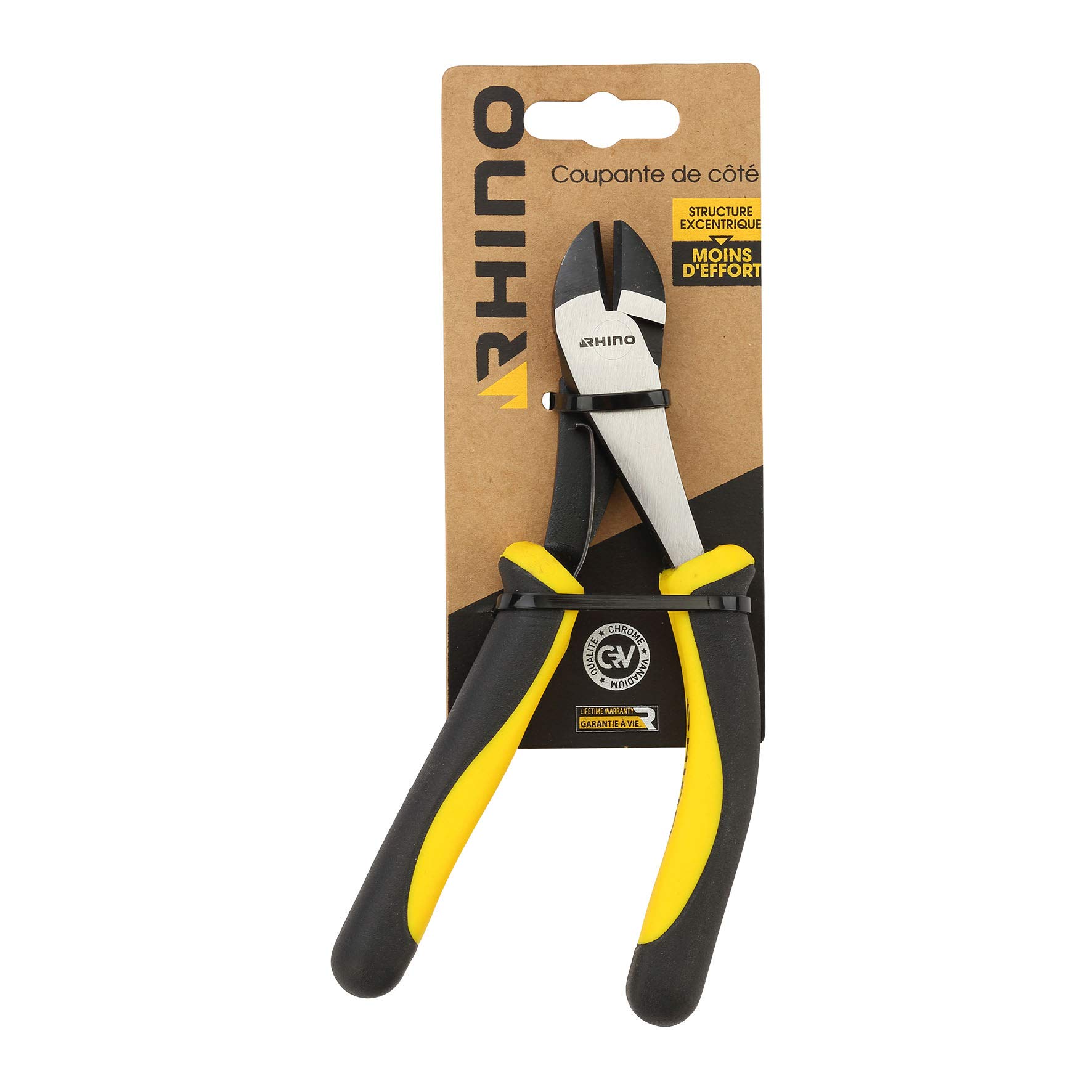 RHINO Diagonal Cutting Pliers with Angled Handle, Universal Side Cutting Pliers 180 mm Chrome Vanadium 25 Degree Angled Handle for Easy Grip 180 mm Long