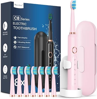 Coulax Pro Sonic Electric Toothbrush 8 Heads 5 Modes 120 Days Use 3-Hour Charge