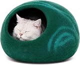 MEOWFIA Cat Cave Premium Felt Bed Merino Wool Emerald Large