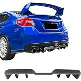 Fit 2015-2021 Subaru WRX &amp; WRX STI Rear Bumper Lip Carbon Fiber Print | IKON MOTORSPORTS, HT Style ABS Shark Fin Rear Lower Spoiler Air Dam Chin Valance Splitter 1PC