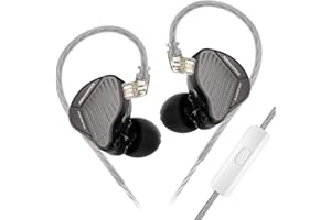 Linsoul KZ PR1 13.2mm Planar Diaphragm Driver HiFi in-Ear Monitors IEM with Detachable 2pin OFC Silver-Plated Cable Microphone for Audiophile Studio Musician (Black, with Mic)
