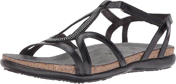 NAOT Damen Tamara Flache Sandale, Schwarze Madras Lthr/schwarze