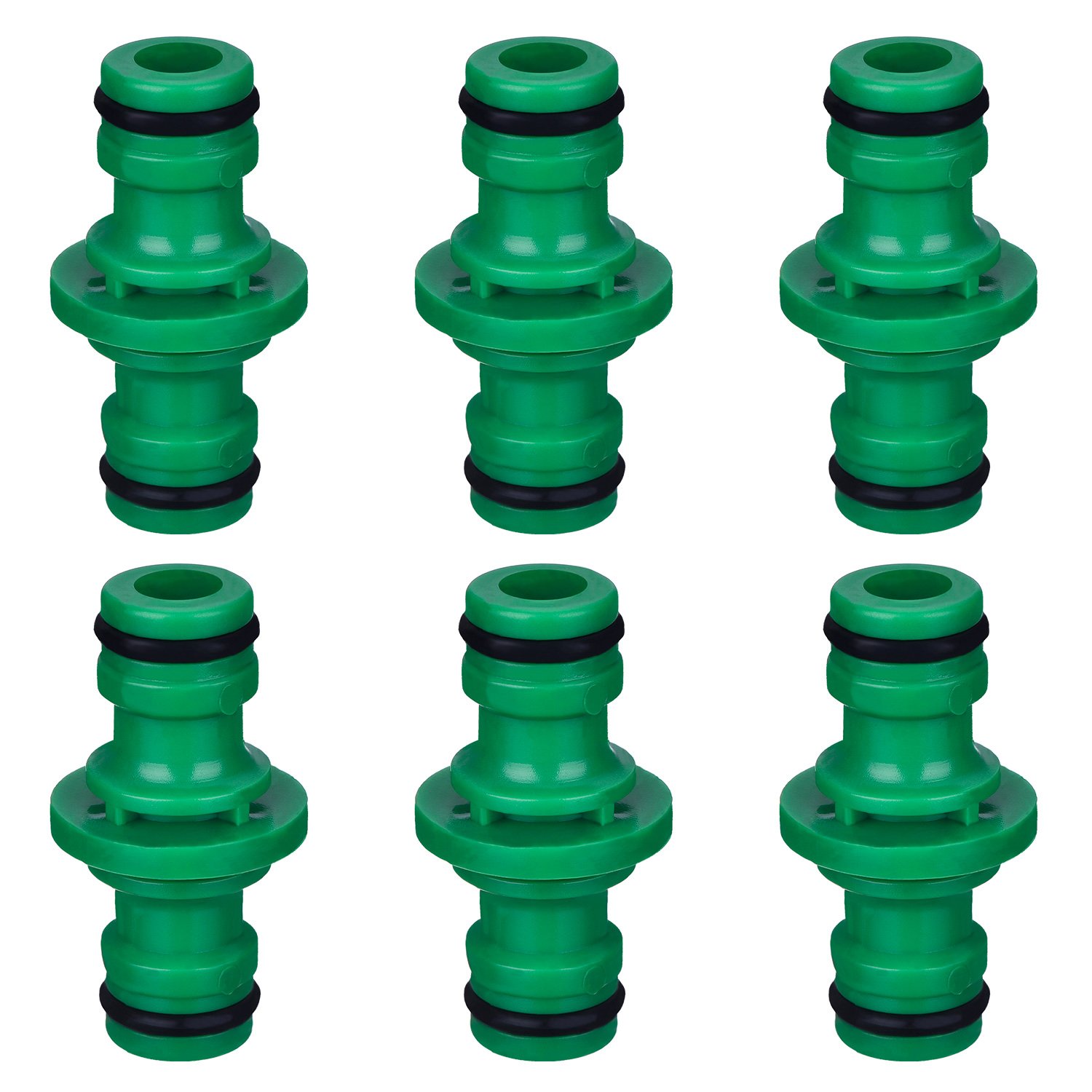 Hotop 6 Pack Double Male Hose Connectors Extender for Join Garden Hose Pipe Tube (Green)