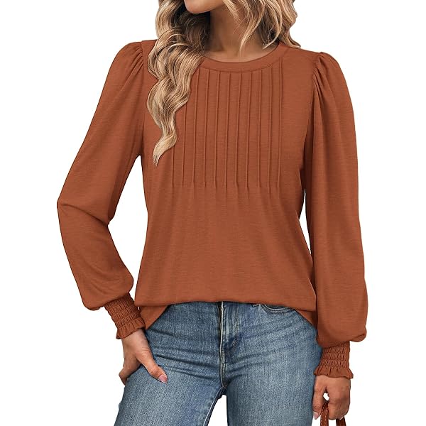 Tklpehg Fall Long Sleeve Shirts For Women Crew Neck Comfortable Tops Color Block Leisure Going Out Tops Fall Clothes Pullover Red L