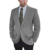 Classic Men Suit Jacket Tweed Herringbone Blazer Sport Coats Slim Fit Groom Tuxedos Blazers Prom Jackets Blazer for Party Wedding Light Gray XXL