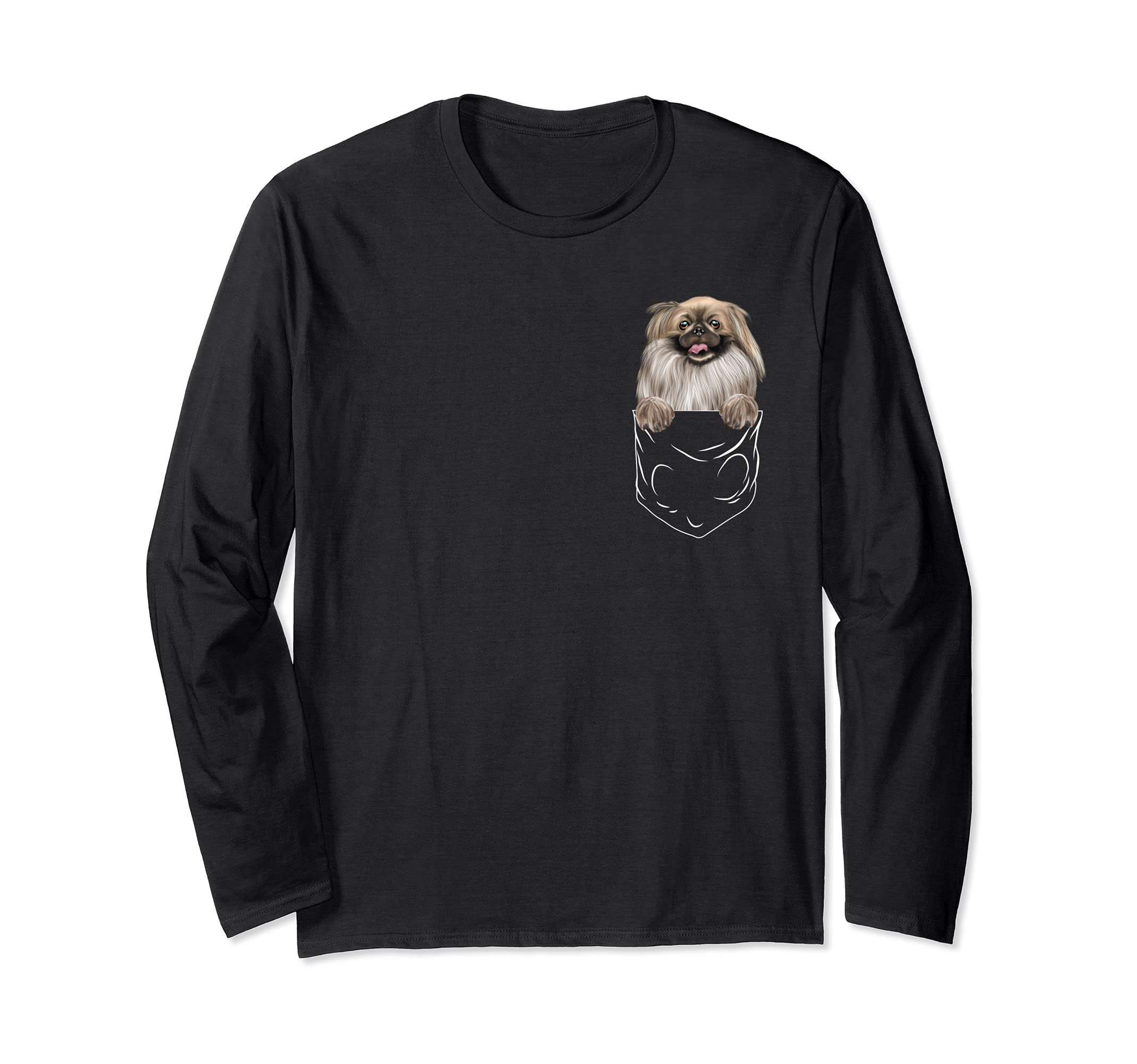 Dog In Pocket Pekingese Funny Dog Lover Long Sleeve T-Shirt
