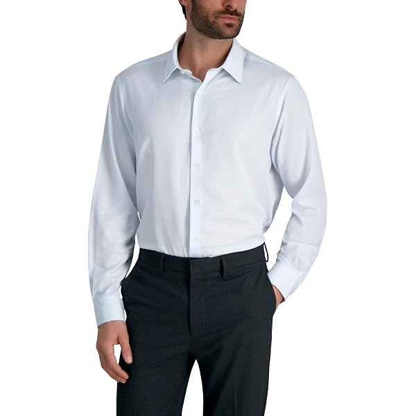 Haggar Men's Classic Fit 100% Cotton Long Sleeve Dress Shirt Solid Or Pattern