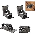 LIKERAINY 0-90-180 Degree Folding Hinge Locking Foldable Invisible Brackets for Table Extension Panel Support in Galvanized Iron with Dark Bronze Coulor Pack of 4