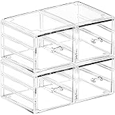 Pack of 2 Acrylic Countertop Stackable Drawers Bathroom Cabinet Organizer Clear Organizing Bins For Cosmetics Organizer Jewelry Hair Accessories Nail Polish Make Up Marker Pen