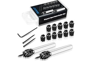 Spot Weld Cutter Set Double Sided,3/8" HSS Spot Weld Cutter Remover Drill Bits Hex Sheet Metal Hole Cutter Remover Kit for Power Drill Spot Welding, by NAKAO (16 Pcs)